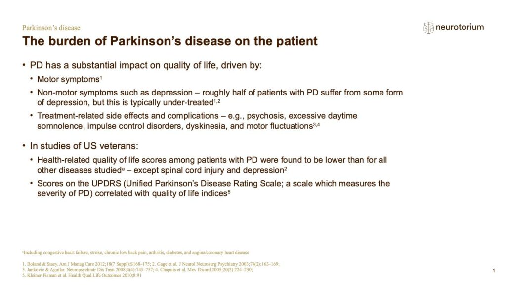 The burden of Parkinson’s disease on the patient